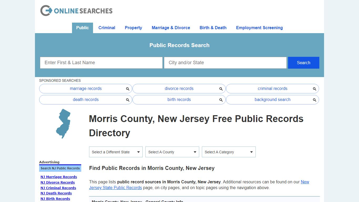 Morris County, New Jersey Public Records Directory